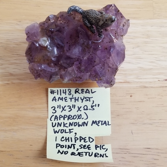 #1148 Rare Collectible Real Amethyst with Wolf - Picture 9 of 12